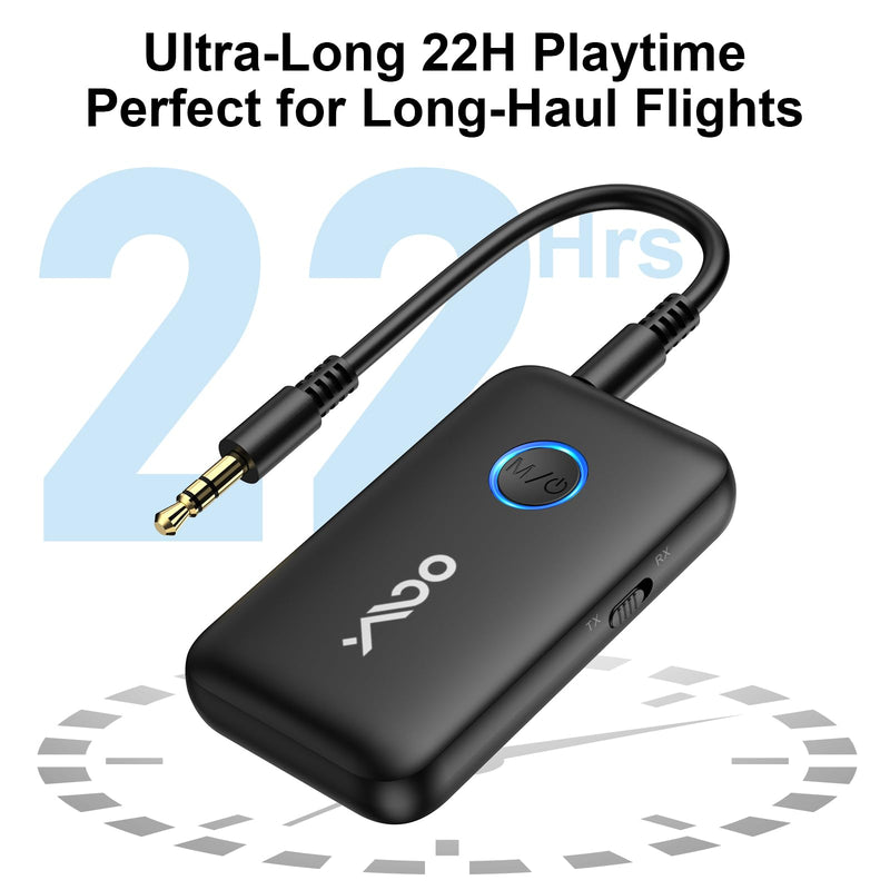 [AUSTRALIA] - YMOO Airplane Bluetooth Adapter for AirPods, Bluetooth Transmitter Receiver for TV, with aptX Adaptive & Low Latency, 3.5mm Aux Wireless Audio Adapter for 2 Headphones, Airplane Travel Essentials 