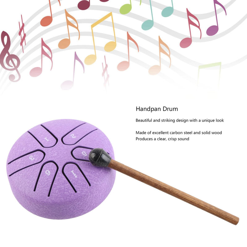 Steel Tongue Drum Mini Handpan Drum with Drumstick 6 Note Percussion Instrument for Beginners and Experienced Musicians Alike () Purple
