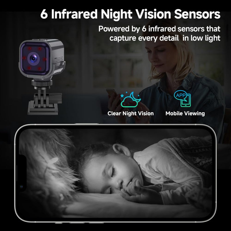 2026 Mini HD Nanny Cam Hidden Camera, No Subscription Required, Enhanced Low Light Night Vision, Remote Discreet Monitoring for Elderly Care, Children, Pets & Home Security, 2.4GHz Wireless Camera