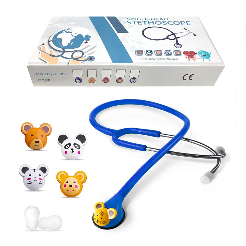 SCIAN HS-30Q Children's Stethoscope with Multiple Colours, Cartoon Animals Design Stethoscope for Clinician, Nurse, Home Use (Blue) Blue