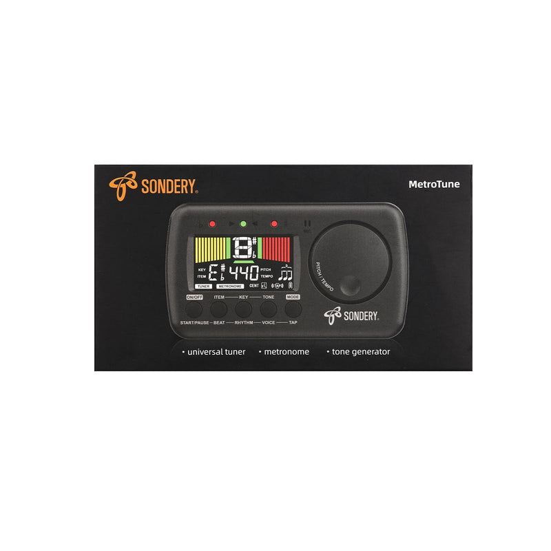 Sondery Digital Metronome Tuner 3 in 1, English Vocal Counting Metronome with Tap Tempo Chromatic Tuner Tone Generator Rechargeable Suitable for All Instruments