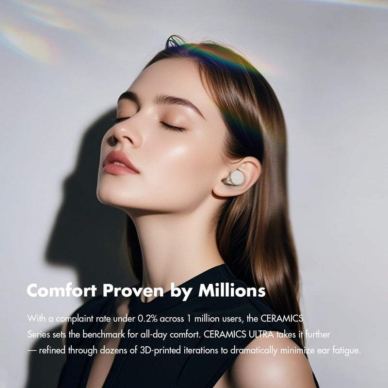 CERAMICS ULTRA True Wireless Earbuds, LDAC/LHDC, 4-Mic ANC, 11H/40H Battery | Bluetooth 6.0 & Low Latency, 99% Noise Reduction, Hi-Res Audio, Advanced Hybrid ANC, Sweat & Wind Resistant, Gray