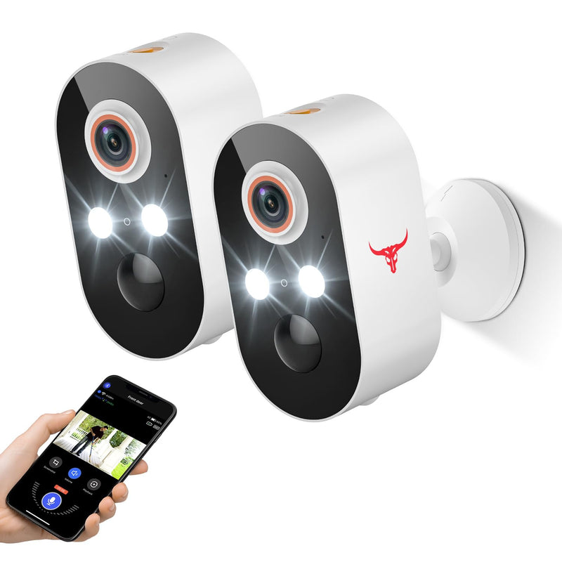 1080P Outdoor Security Camera Wireless with 2-Way Talk, Battery Powered, Color Night Vision, Suitable for Home Security Indoor/Outdoor, Cloud Storage, Smart AI Motion Detection (2 Pack) 2 pack