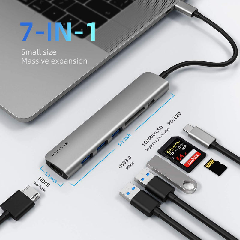 WALNEW USB C to Ethernet Adapter & 7-in-1 USB C Hub Bundle