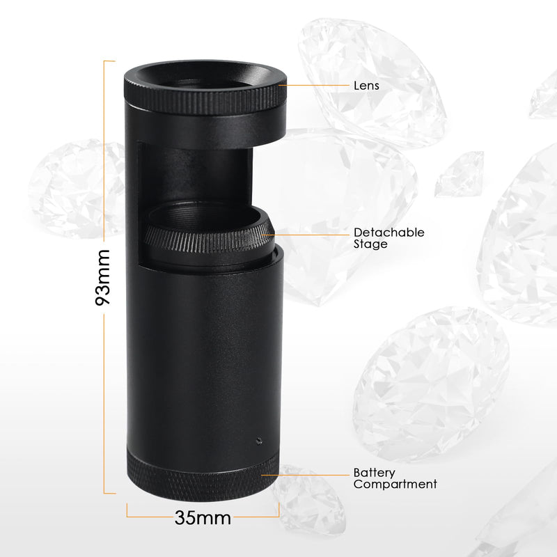 Handheld LED Polariscope Optical Glass Double Lens Design 28mm Diameter Loupe Magnifier Jeweler with Built-in Illumination Gemologist Gemstone Tester Tool