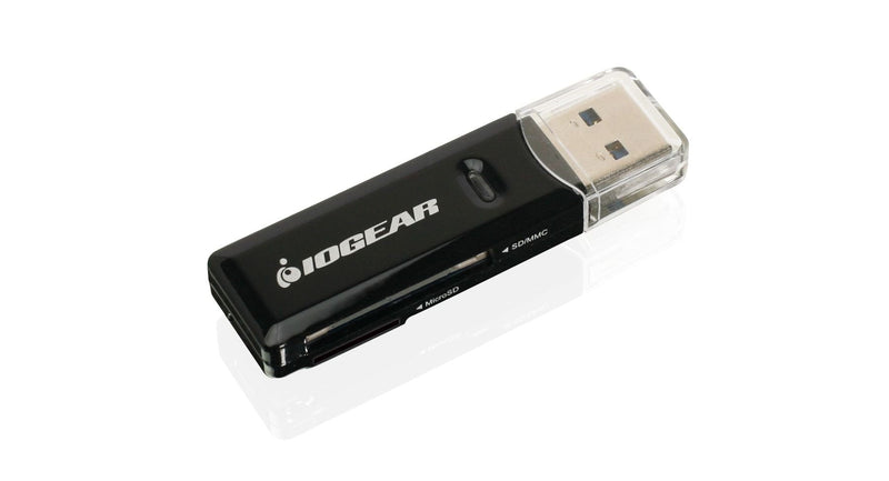 IOGEAR SuperSpeed 2-Slot USB 3.0 Flash Memory Card Reader - Win - Mac - Linux - Certain Android Systems - Supports SD, SDHC, SDXC, MMC/MicroSD, T-Flash (CR-UMSS) - GFR305SD