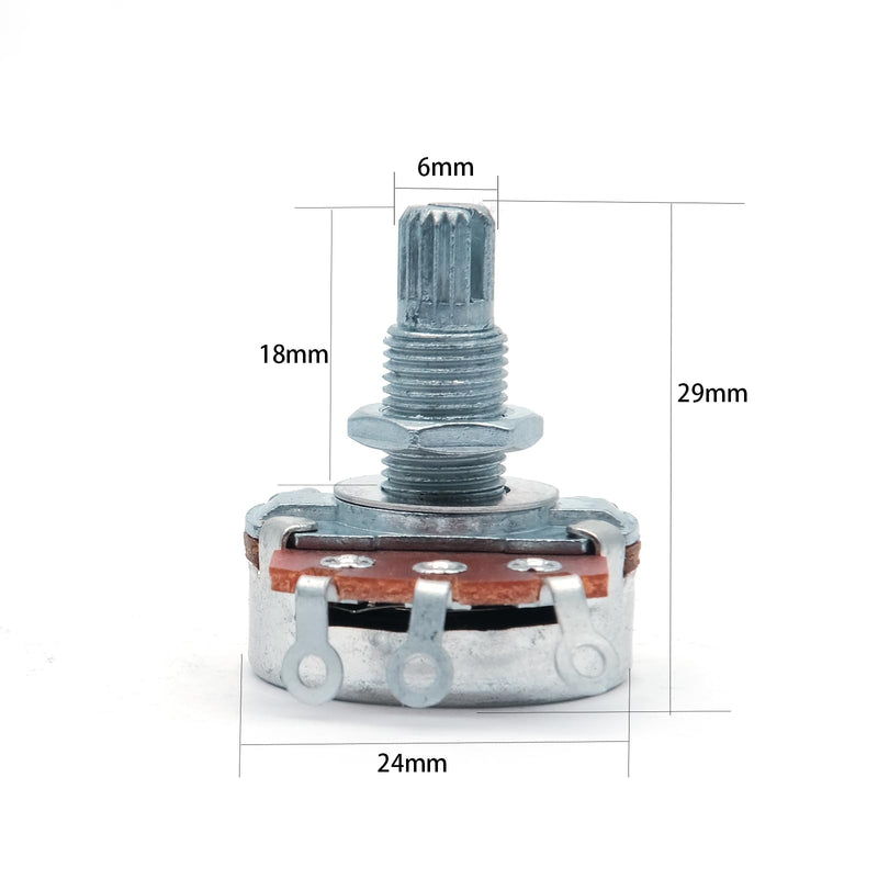 4PCS Guitar Large Potentiometer Audio Volume Taper Pots for Electric Guitar or Bass Guitar (Long 18mm Shaft A500K B500K) Long 18mm Shaft A500K B500K