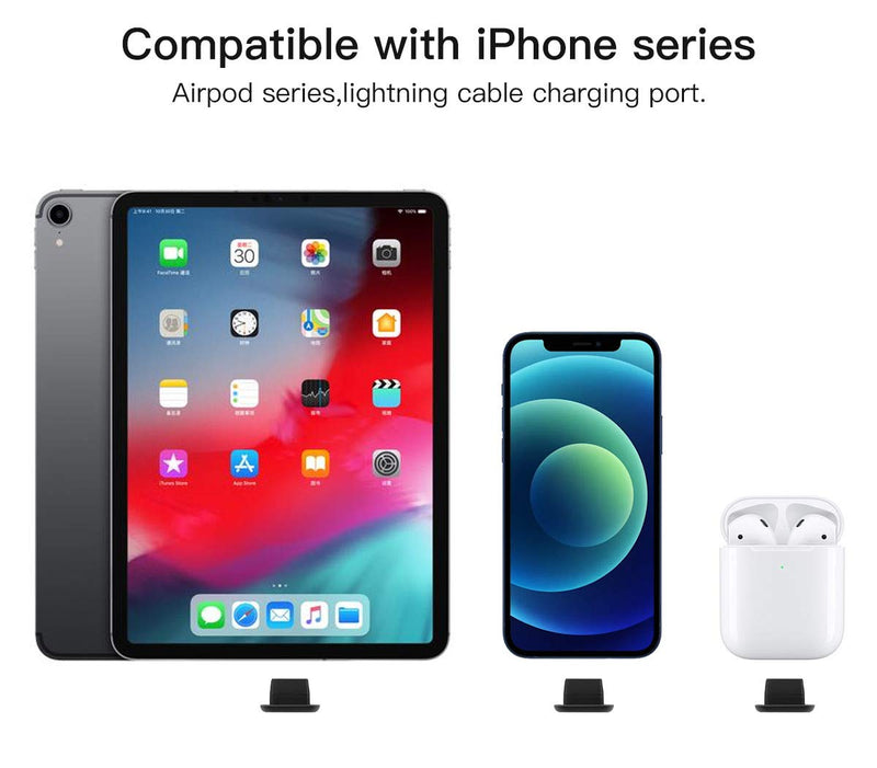 CaseBuy 10x Anti Dust Plugs Compatible with iPhone 14, 14 Pro Max, 13, 13 Pro, 12, 12 Pro Max, 11, 11 Pro, X, XS, XR, 8, 7, iPhone Charging Port Dust Cover | Silicone iPhone Dust Plugs, Black 10PACK