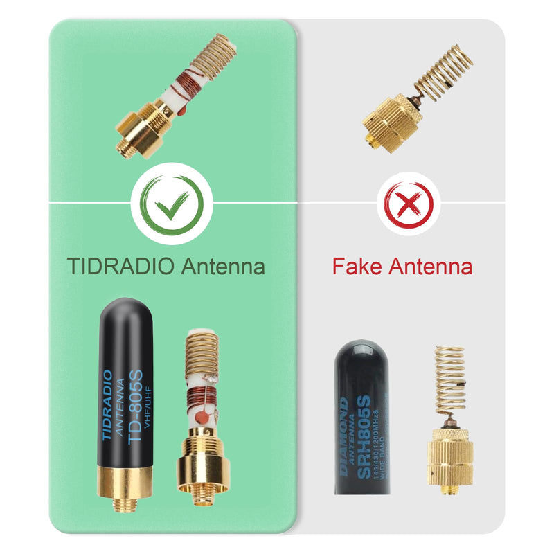TIDRADIO TD-805S Short Antenna (2 Pack, 1.96inch) VHF/UHF Walkie Talkie Antenna 144/430Mhz Ham Radio Antenna for BaoFeng UV-5R, TD-H8, TD-H3 Ham Radios, SMA-F 2Pack (TD-805S 1.96" VHF/UHF)