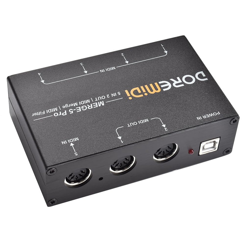 MERGE-5 Pro Can Merge Up To 5 MIDI Input Signals Into 1 MIDI Data Stream Can Be Output Directly Through 2 MIDI Interfaces