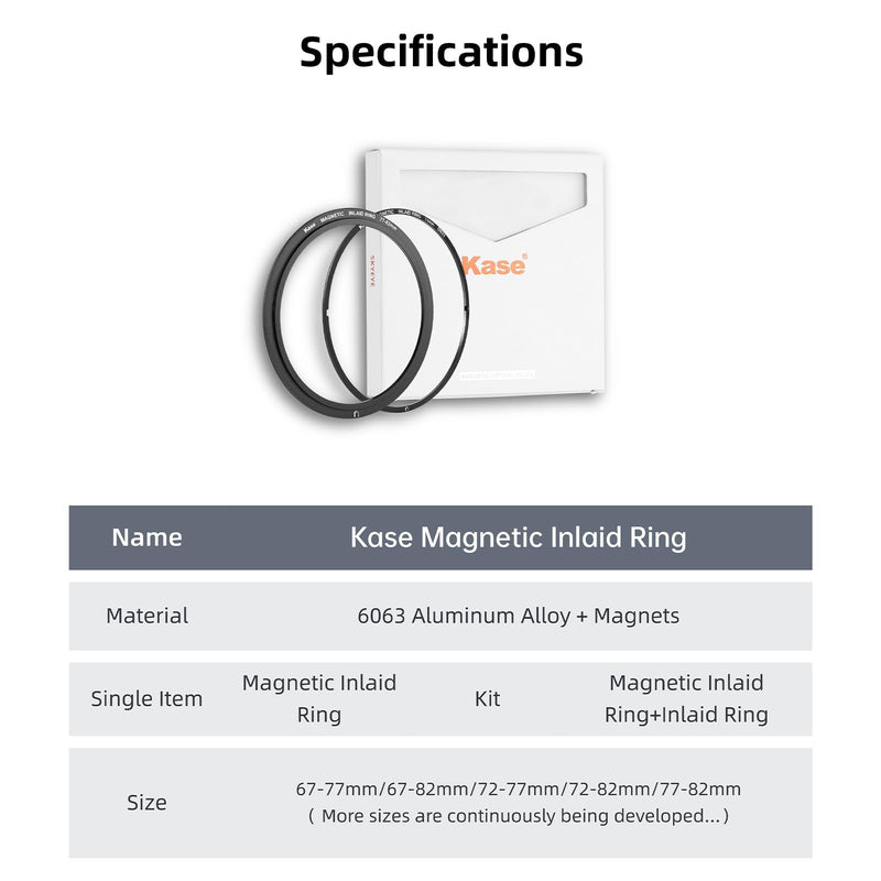 Kase 58mm Magnetic Screw in Adapter Ring Kit, Brass Magnetic to Threaded Filter Adapter Rings for Camera Lenses, Ultra-Thin 3.4mm Profile, Quick-Release Design, Compatible with UV CPL ND Filters