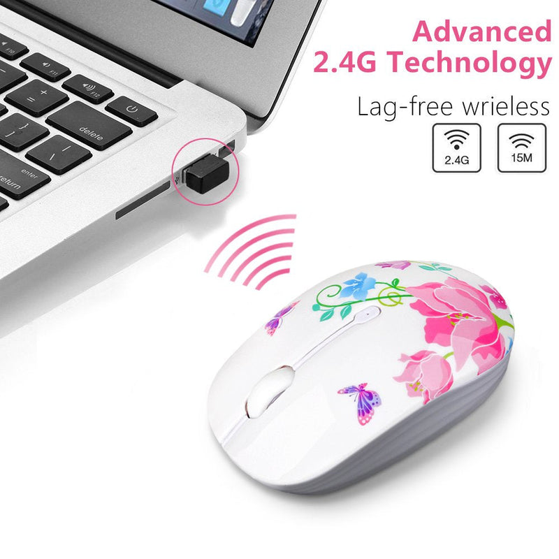 Wireless Mouse with Nano Receiver for PC, Laptop, Notebook, Computer, MacBook, Less Noise, Portable Mobile Optical Mice butterfly