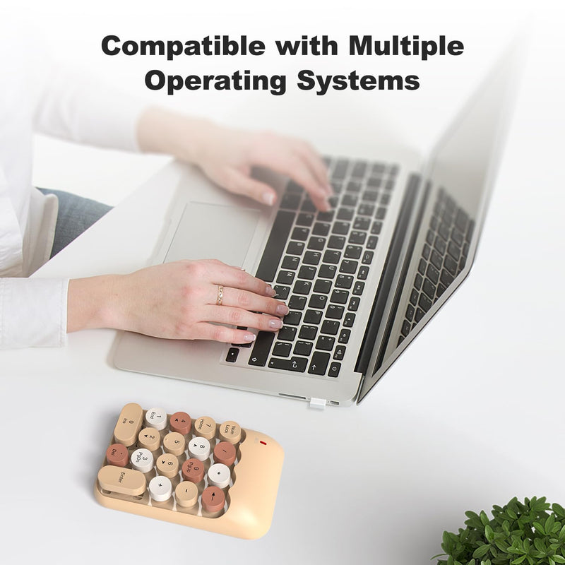 [AUSTRALIA] - Wireless Number Pads, Cute Colorful Numeric Keypad Numpad Portable 2.4 GHz Financial Accounting Number Keyboard Extensions, 18 Key Number Numpad for Laptop Desktop, PC (Cream) Green 