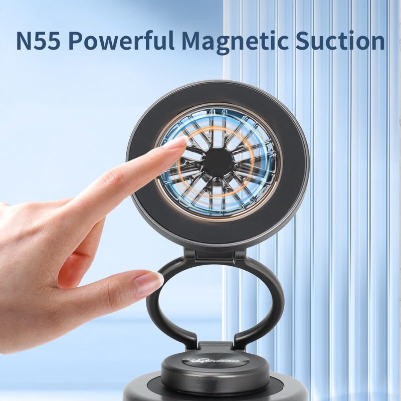 【Upgraded】 Vacuum Magnetic Suction Car Phone Holder, 360° Rotatable Suction Cup Phone Mount, for Smooth Surfaces; Compatible with iPhone/Android; Includes Magnetic Ring