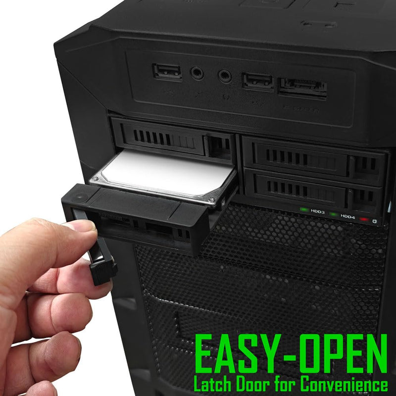KINGWIN 4-Bay 2.5” SATA Removable SSD/HDD Mobile Rack, Hot-Swap 5.25” Internal Drive Cage, Compatible with 6Gbps SATA I/II/III, 7–9.5mm Drives, Metal Frame, LED Indicators