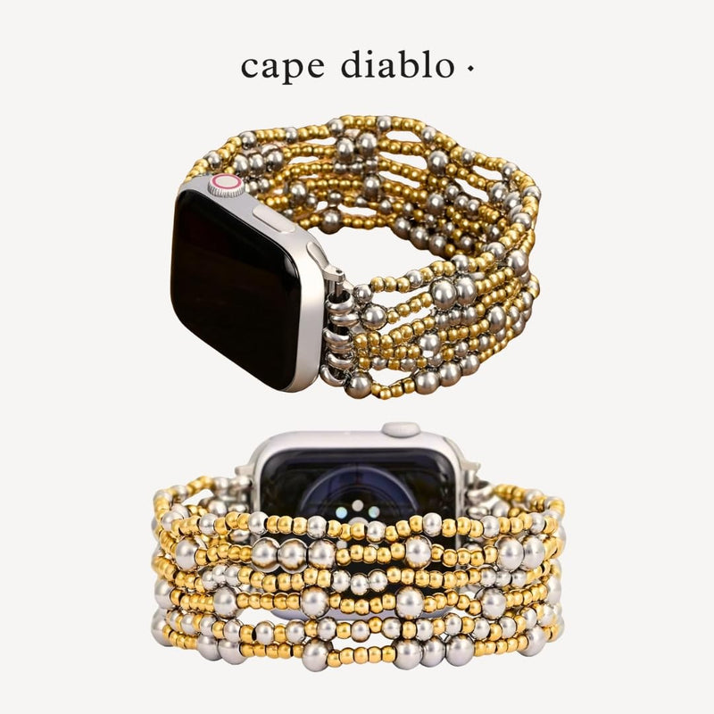 Cape Diablo Handmade Gemstone Watch Band for Women Compatible with Apple Watch 38mm 40mm 41mm 42mm 44mm 45mm, Boho Stretchable Strap Fits for iWatch Series 11/10/9/8/7/6/5/4/3/2/1 SE 3/2/1 Eternal Glow Small - Fits 5.75-6.25 inch wrists