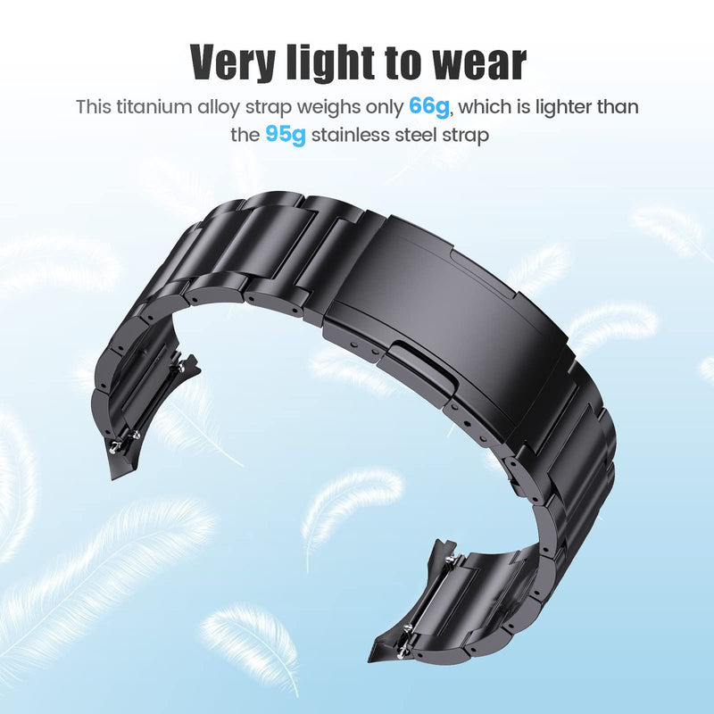 Titanium Band Compatible with Samsung Galaxy Watch 7 40mm 44mm/Galaxy Watch 6 Classic 43mm 47mm/Galaxy Watch 5 Pro 45mm/Galaxy Watch 4 Classic 46mm, No Gaps 20mm Business Titanium Watch Band 5.9 - 8.26 Black