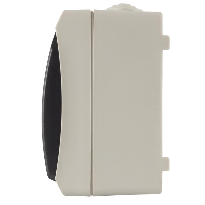 REV AquaBase 2-Way Wet Room Socket, 2-Pole, Splash-proof IP54, Horizontal, Surface-Mounted, Grey 1 x socket (2-way)