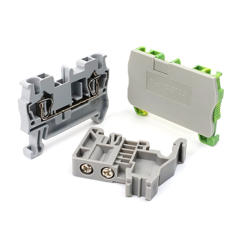 [AUSTRALIA] - Pack of 20 UK/2.5B DIN Rail for Pluggable Quick Wiring, SRJQXH Clamp Block, DIN Rail, with 20 cm DIN Rail and Earth Clamp, Spring Clamped Wire Clamp Not Loose ST-2.5N 