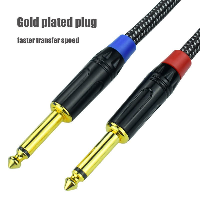 Unbalanced 1/4" TS Mono to XLR Male Microphone Cable, 10Feet 6.35mm Quarter inch to XLR Audio Patch Cord, Nylon Braided Heavy Duty, Copper Shielded Noise Free, for Speaker Mixer - 2Pack 10Feet, 2Pack