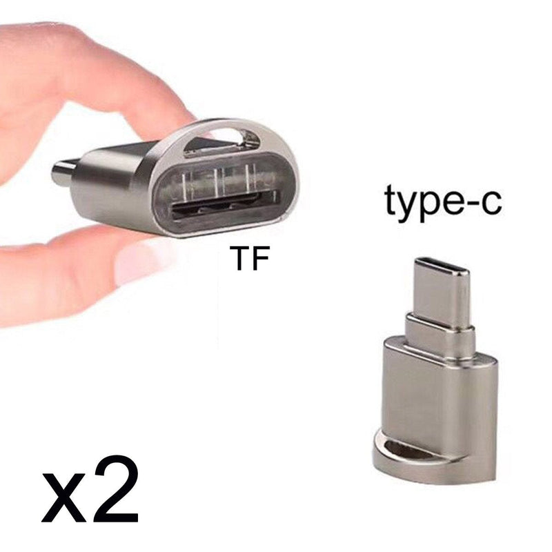 CY 2pcs USB Type C USB-C to Micro SD SDXC TF Card Reader Adapter for Laptop Cell Phone (2pcs/Set) silver