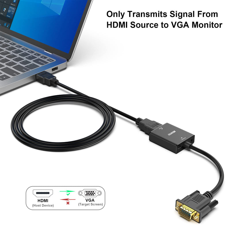 [AUSTRALIA] - BENFEI HDMI to VGA, 2 PACK HDMI to VGA Adapter (Female to Male) with 3.5mm Audio Jack Compatible for TV Stick, Computer, Desktop, Laptop, PC, Monitor, Projector, Raspberry Pi, Roku, Xbox, More 