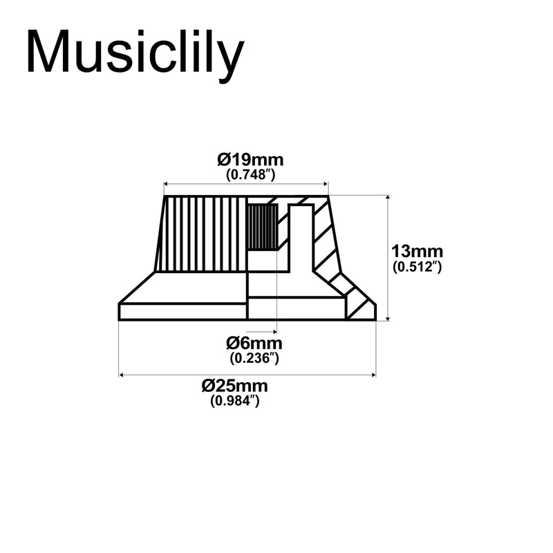 Musiclily Pro Imperial Inch Size Strat Knobs 1 Volume 2 Tone Set for USA Fender Stratocaster Electric Guitar, Aged White(Set of 3)