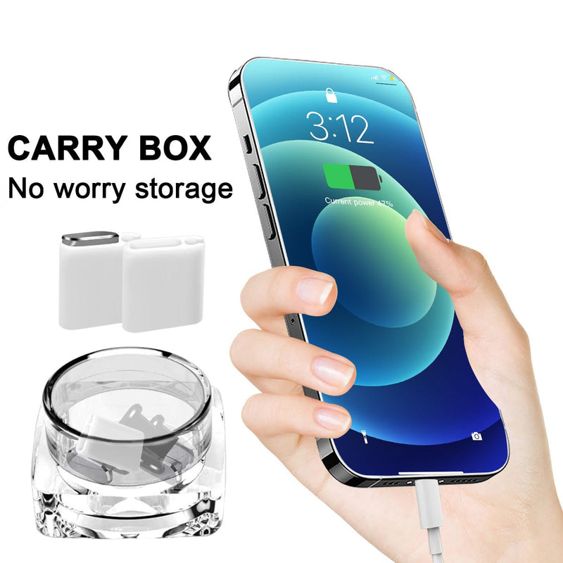 4 Pack Designed for iPhone 15 Pro Max Plus USB C Anti Dust Plugs C Charging Port Covers with 2 Plug Holders, Full Protection Caps Wireless Charging Friendly Phone Accessories(Gray)