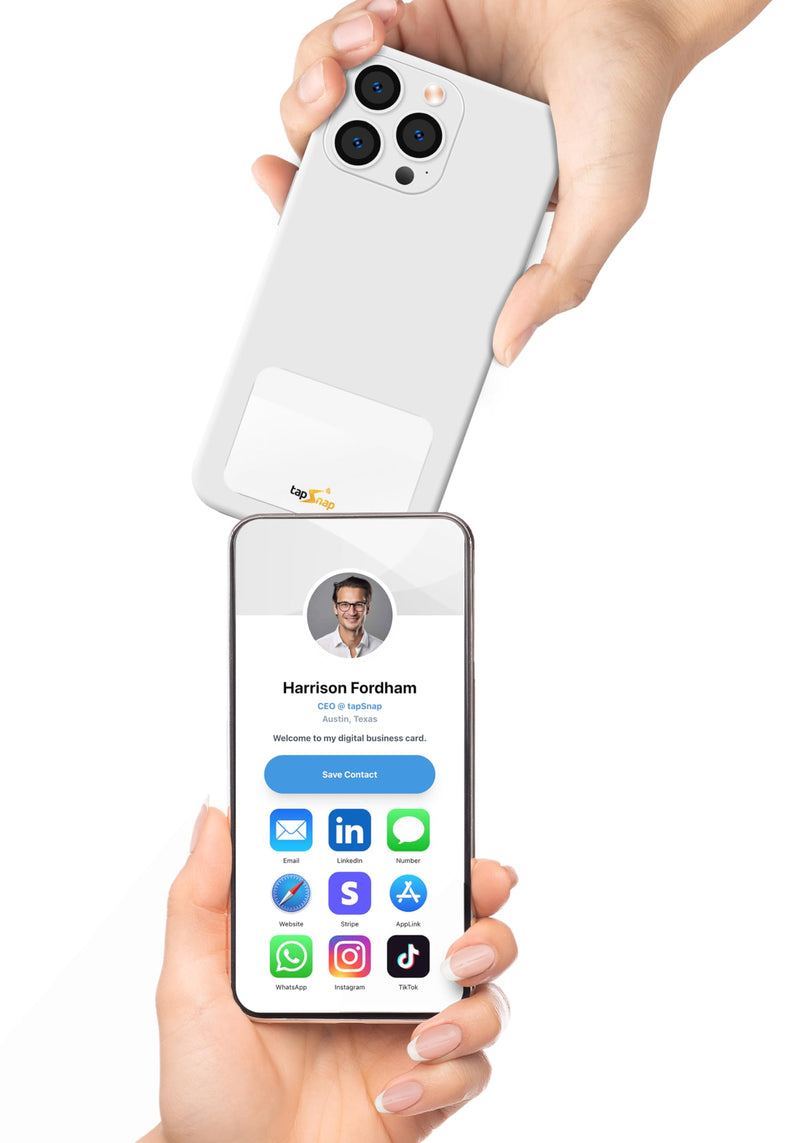 Dot Digital Business Card for Back of Phone (TapSnap) | No Subscription/No-Fee | Instantly Share Contact Info, Socials & More - for iPhone and Android - NFC Tap to Share (White) White