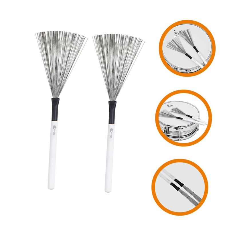 Vaguelly 1 Pair Drum Brush for Beginner Snare Drum Wood Handle Drum Brush Nylon Drum Retractable Wire Rods Drum White Maple Set Student Use Double Head 35x3x4cm