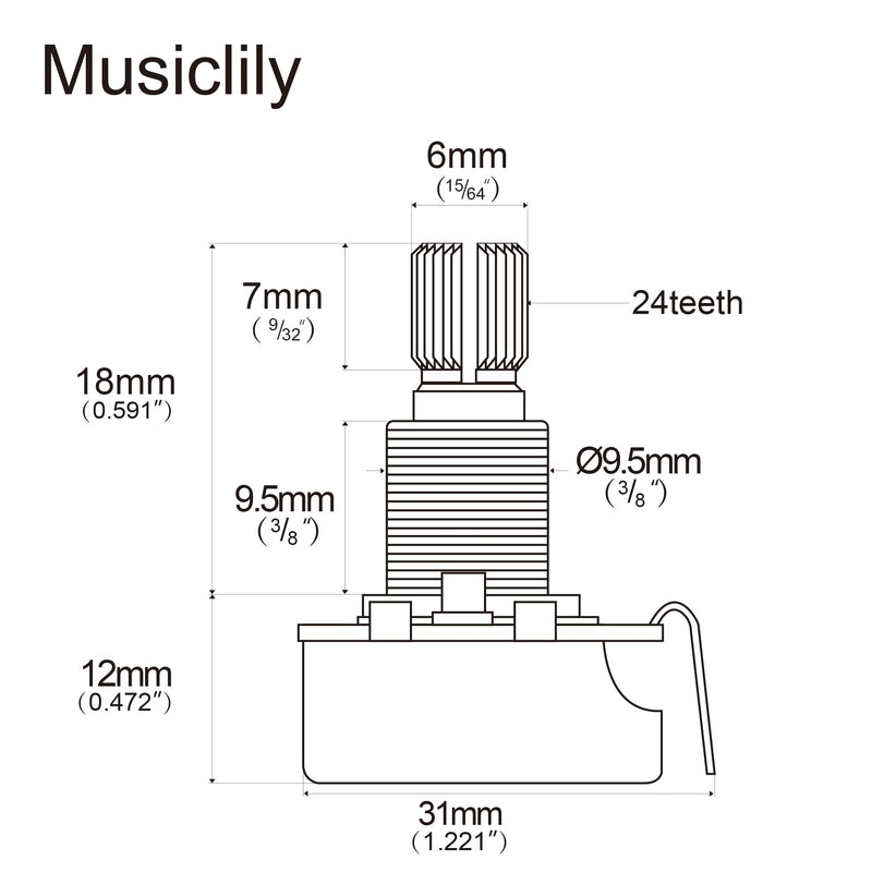 CTS 450 B500K Pots Standard Split Shaft 3/8 Inch 10% Linear Taper Potentiometers for Electric Guitar Bass (Set of 4) B500K x 4
