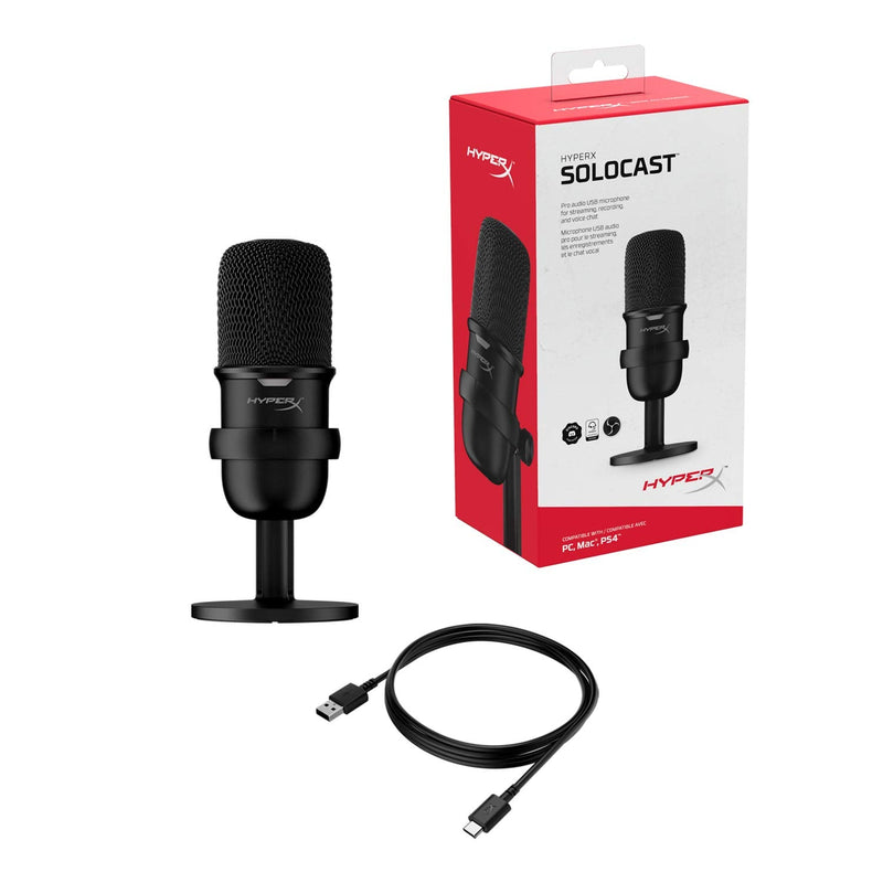 HyperX SoloCast – USB Condenser Gaming Microphone, for PC, PS4, PS5 and Mac, Tap-to-Mute Sensor, Cardioid Polar Pattern, great for Gaming, Streaming, Podcasts, Twitch, YouTube, Discord Black
