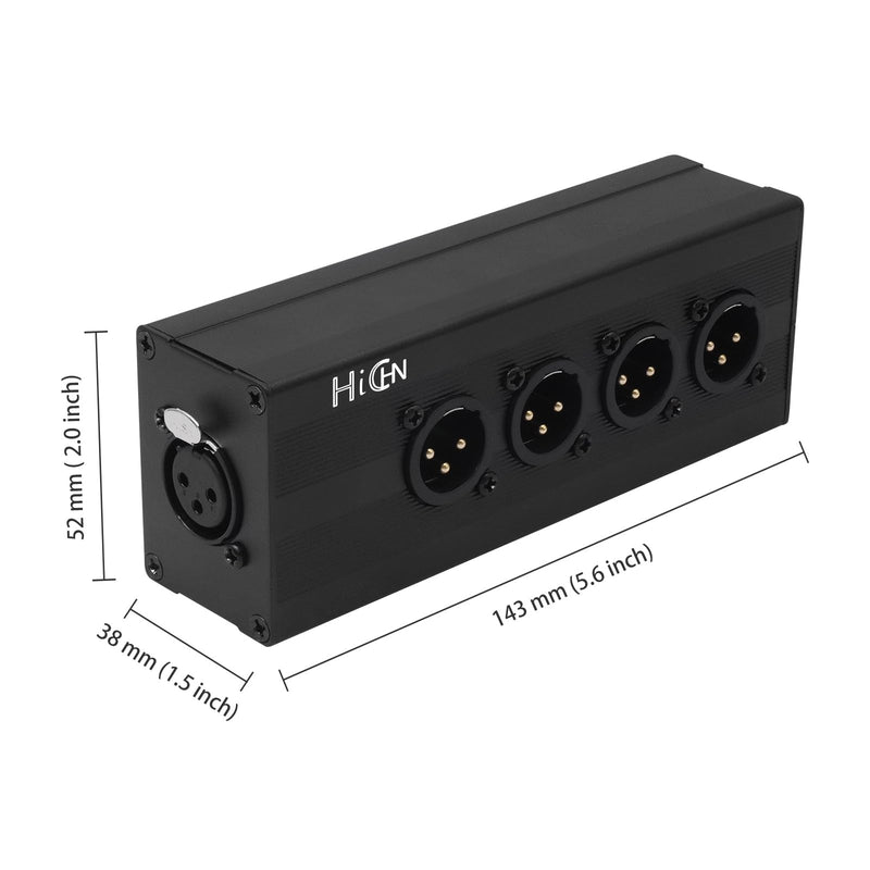 [AUSTRALIA] - 3Pin XLR 1 Female to 4 Male Splitter Converter, 4Way XLR Single Input to Four Output Parallel Connection Adapter, One Input to 4 Output Audio DMX Adapter 