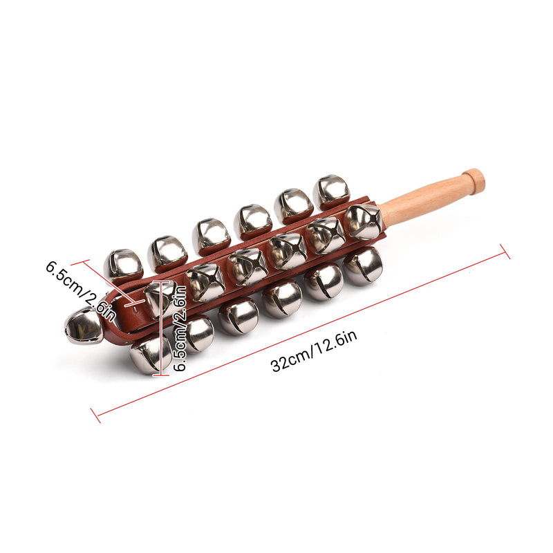 Hand Jingle Bells Hand Sleigh Bells Wooden Shaker Jingle Bells Stick Musical Percussion Instrument Bells for Holiday Home Christmas Decoration