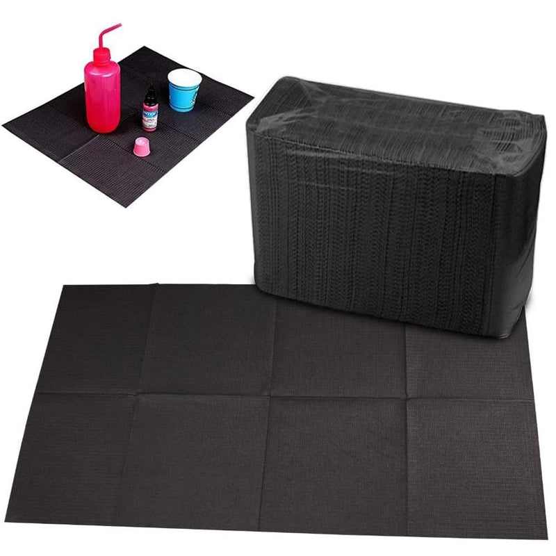 Dental Bib, Tattoo Underlay, 3-Layer Waterproof Disposable Paper Tablecloth Accessories, 45 x 33 cm (50, Black) 50