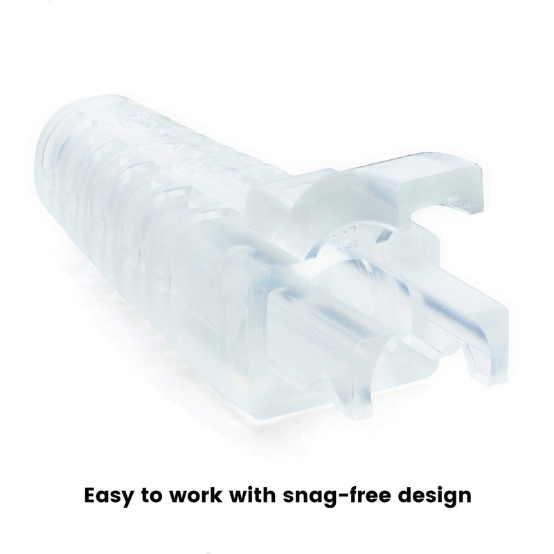 trueCABLE RJ45 Strain Relief Boots, Large 5.5 to 7.0mm Cut-to-Fit PVC Plug Cover, Transparent, 100 Pieces (Pack of 4) 400