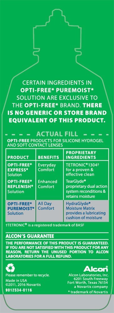 Opti-Free Puremoist Multi-Purpose Disinfecting Solution with Lens Case, 10-Ounces, 10 FL Oz (Pack of 1) 10 Fl Oz (Pack of 1)