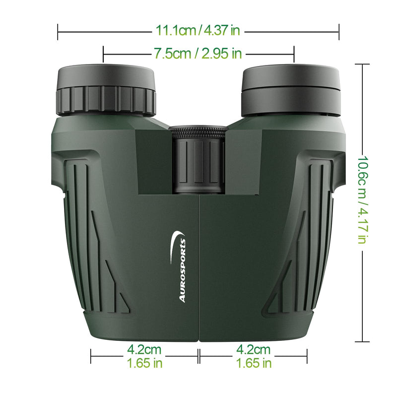 [AUSTRALIA] - Aurosports 15x25 Compact Binoculars for Adult Kids - High Power Binoculars for Bird Watching - Easy Focus Small Binocular with Low Light Vision for Travel, Camping, Concert, Hiking -Green 