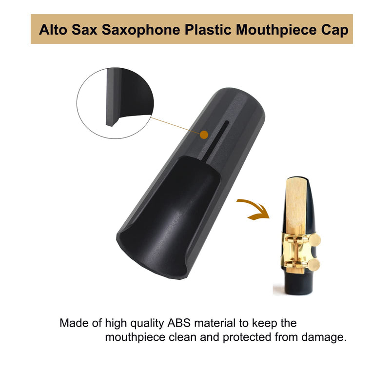 [AUSTRALIA] - PU Leather Alto Saxophone Ligature Clip Fastener with Saxophone Mouthpiece Plastic Cap For Alto Sax Saxophone 
