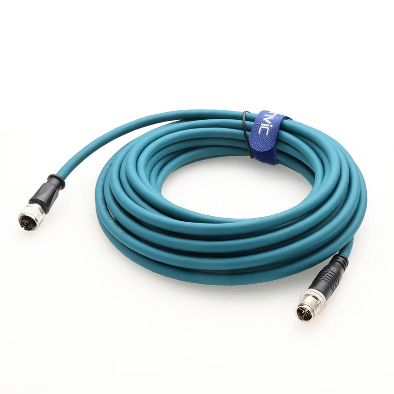 M12 8 Position Male to Female Ethernet Cable X-Code Cat7e High Flex Shielded Waterproof Industrial Gigabit Ethernet Networks Cable for Cognex Industrial Camera (10M) Blue 10M