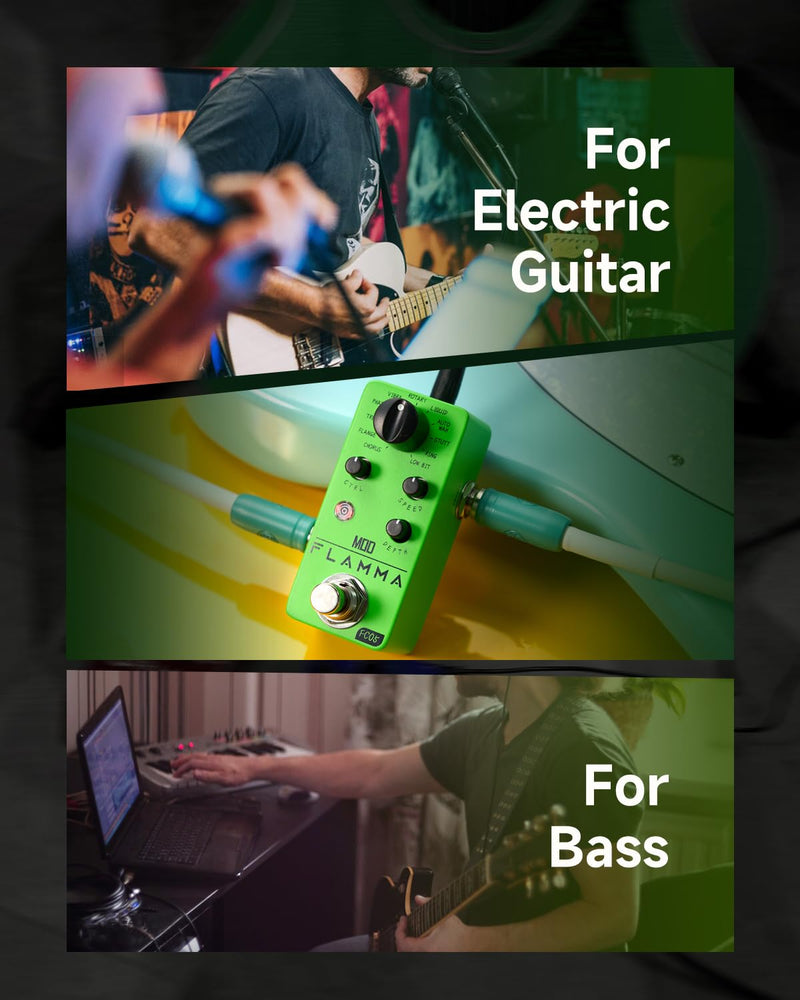 FLAMMA FC05 Mini Modulation Pedal with Chorus Flanger Tremolo Phaser Vibrato Rotary Liquid Autowah Stutter Ring LowBit FC05 Modulation