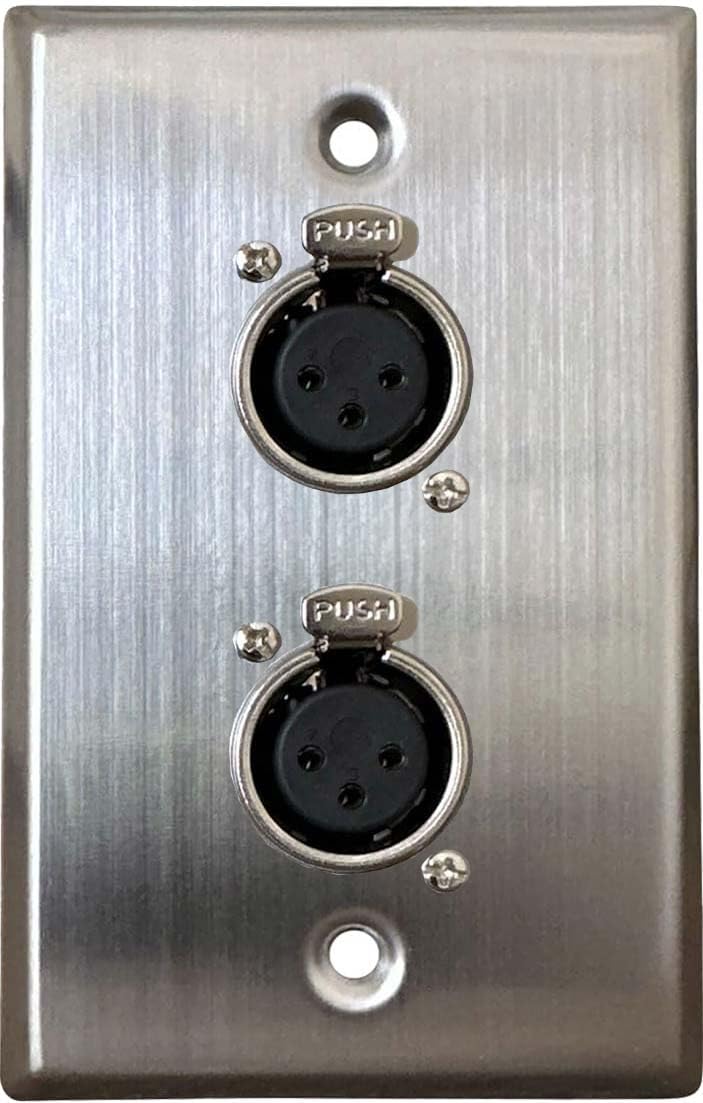 XLR Wall Plate - Dual 3-pin XLR Female, Stainless Steel (Dual Port) Dual Port XLR Female