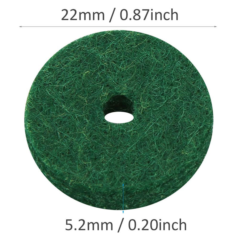 Piano Felt Pad 180PCS 22mm Dia Pure Wool Round Keyboard Balance Washers Piano Parts Replacement (Green)