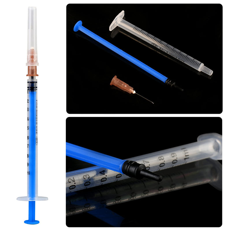 Pack of 30 1 ml Syringes, Plastic Syringes with Caps, Independent Seal Packaging, Minimum Scale 0.01 ml, for Feeding Animals, Liquid Measurement for Laboratory, Industrial Precision Application blue