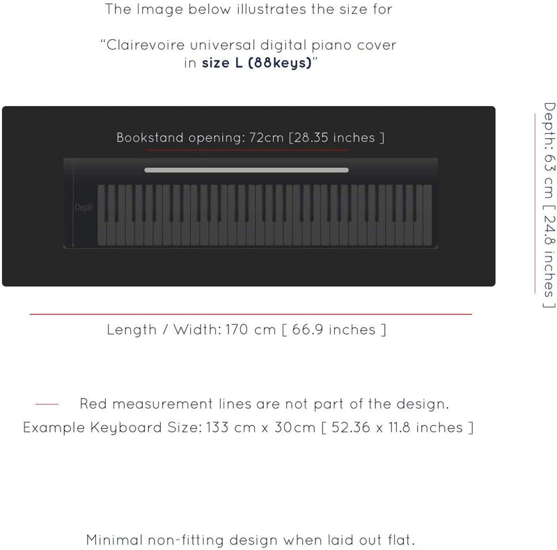 [AUSTRALIA] - Clairevoire Piano Keyboard Dust Cover for 61 Keys to 88 Keys, Electric Pianos Cover, Digital Pianos Cloth Protection, Lightweight and Adjustable Closure,Ebony Black, L - Keyboard Piano up to 61" x 21" [88keys] waterproof Ebony Black 