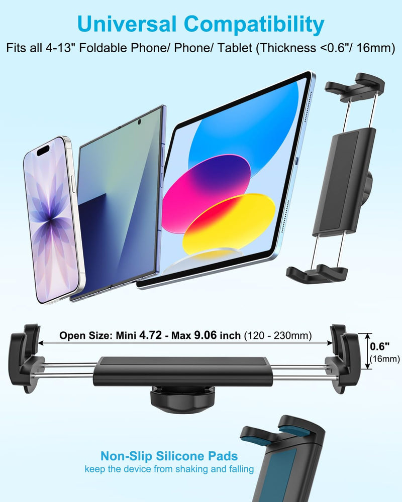 Z Fold Car Mount, [Sturdy Metal Arm] Cup Holder Folding Phone Mount | 360°Adjustable Tablet Phone Stand Truck CupHolder for Galaxy Z Fold 8 7 6 5 4 3 2, Pixel Fold, Galaxy Tab, 4-13" Device