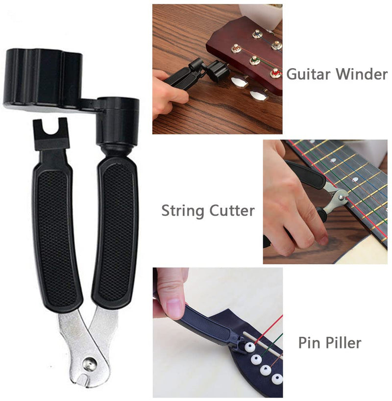 Multifunctional Guitar String Winder String Cutter and Bridge Pin Puller Set 3 in 1 Guitar Repair Tool