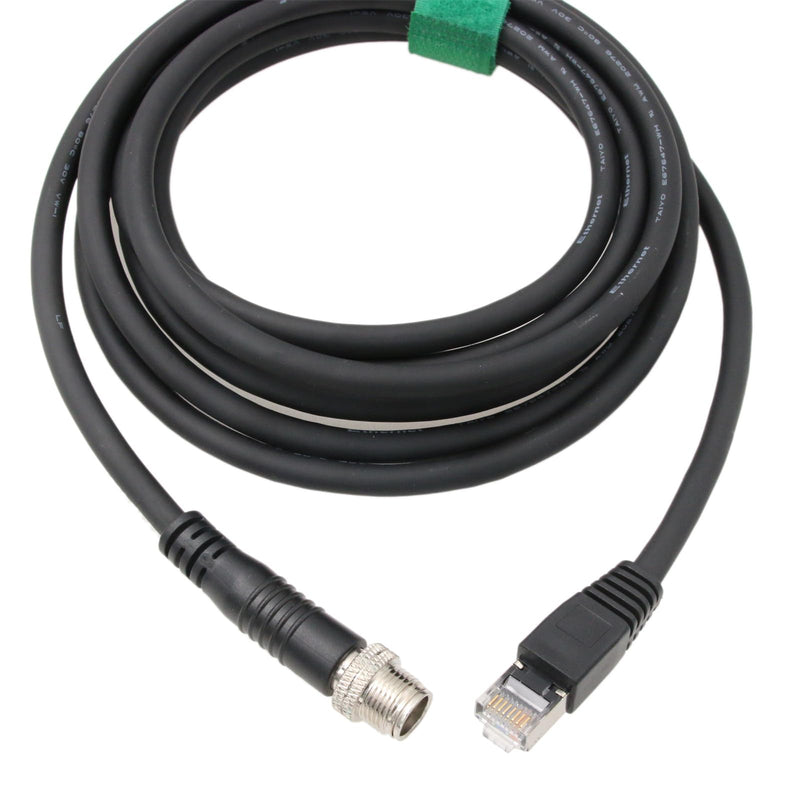 HangTon Ethernet Cable for Cognex Basler Baumer Camera Sensor GigE Vision Application High Speed Network M12 8 Pin X-Coding to RJ45 Cat 6A 16.4ft 5 meters