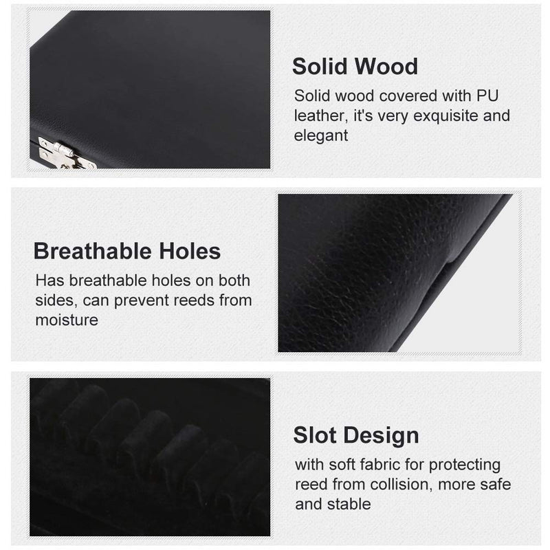 Wood + PU leather cover case holder storage box for 10/12 / 20pcs oboe reeds (Pack of 20) Pack of 20