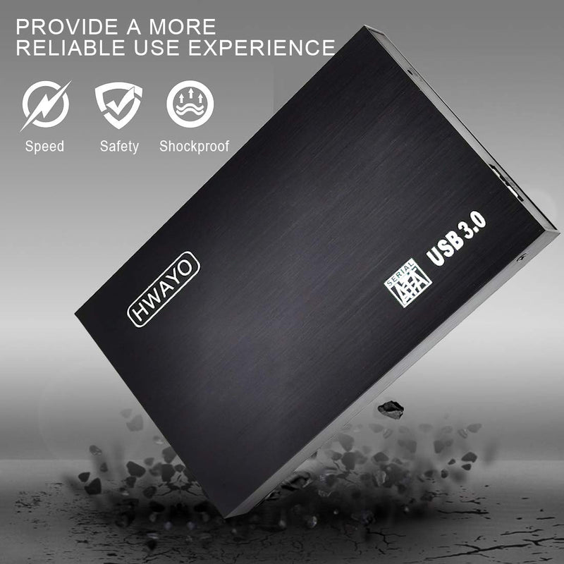 HWAYO 2.5'' 1TB Ultra Slim Portable External Hard Drive USB3.0 HDD Storage for PC/Desktop/Laptop/MacBook/Chromebook/Xbox One (Black) Black
